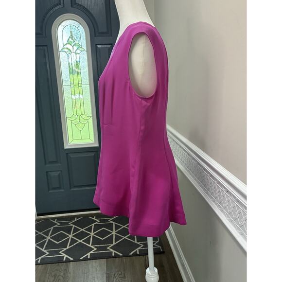 Lafayette 148 Blouse Size 12 100% Silk Scoop Neck Sleeveless Tank Lined Fuschia - Picture 2 of 7